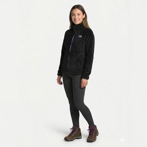 The North Face Osito Silky Fleece Jacket Black Lavender Logo Women's Small